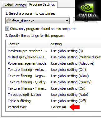 Nvidia Control Panel Force Vsync